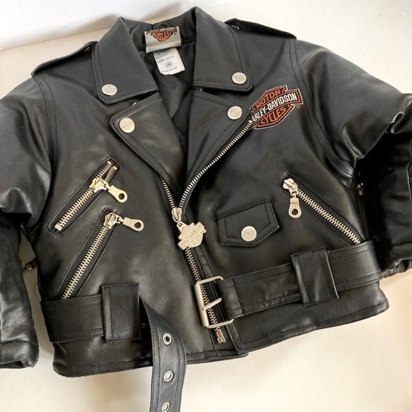 harley-davidson leather motorcycle jacket kids size 5 punk rock festival medium - Picture 8 of 8